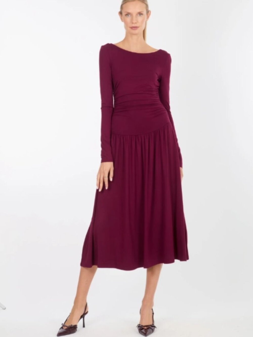 NWT SUPER NATURAL BY SECRET MISSION Florence Drop Waist Maxi Dress in Garnet